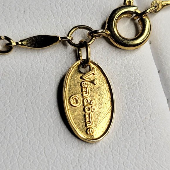Vendome Signed Twisted Bar Link Chain Gold Tone Metal Fashion Necklace 14 in - Picture 5 of 6
